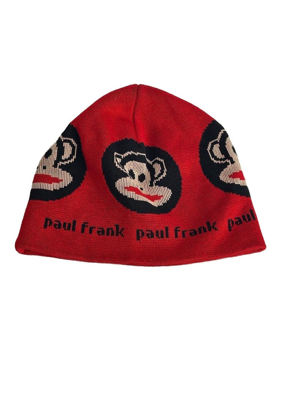 Vintage paul frank red monogram julius monkey beanie USA